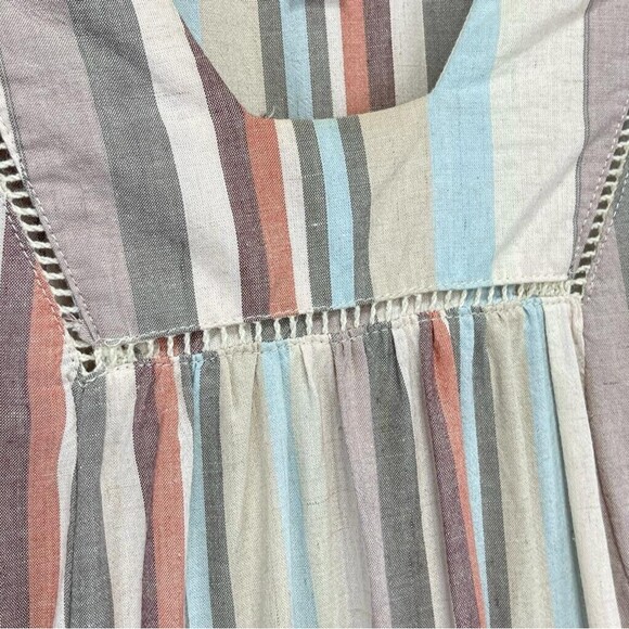 KNOX ROSE Womens XS Boho Flowy Stripe Shift Dress Mulitcolor Linen Blend - Picture 6 of 16